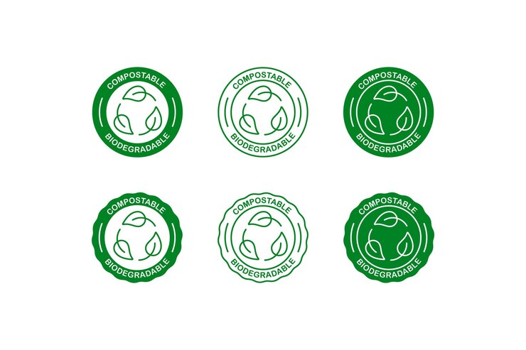 Vector conjunto de iconos compostables biodegradables diseño vectorial de plástico ecológico