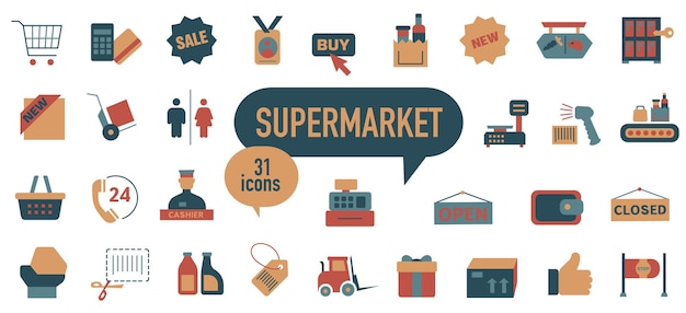 Conjunto de iconos de compras Colección de iconos planos para compras Colección de iconos vectoriales