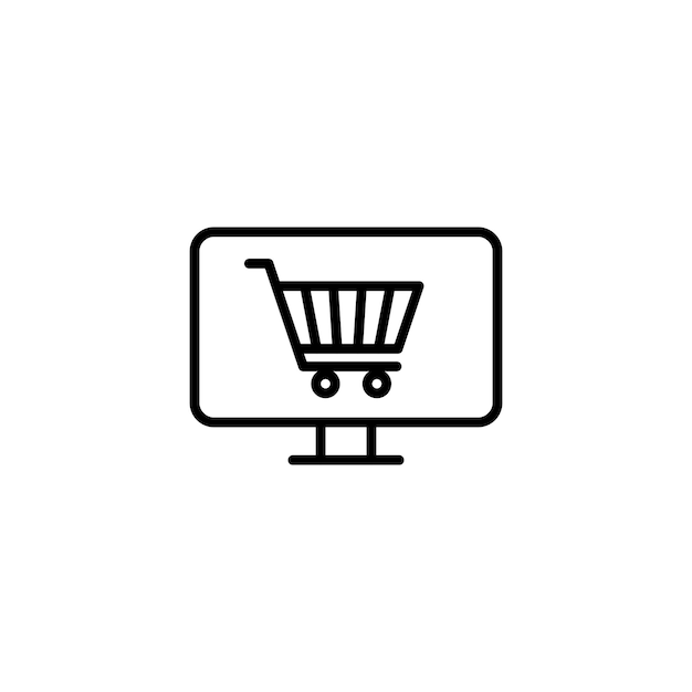Conjunto de íconos de compras en línea Símbolo vectorial de compra global de comercio electrónico en un estilo de relleno y contorno en negro Signo de bazar virtual