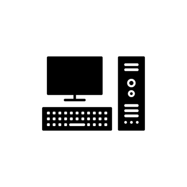 Conjunto de íconos de computadora, monitor de PC, símbolo vectorial de pantalla, tableta y pictograma de escritorio