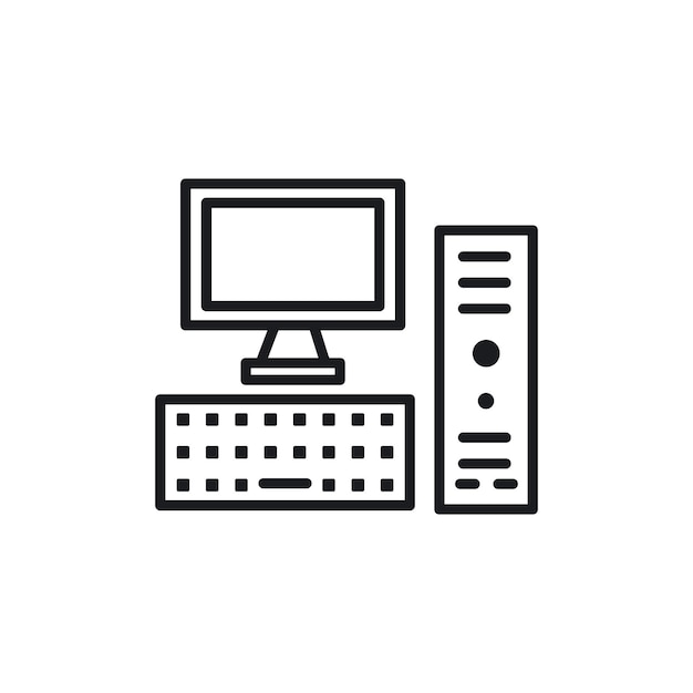 Conjunto de íconos de computadora, monitor de PC, símbolo vectorial de pantalla, tableta y pictograma de escritorio