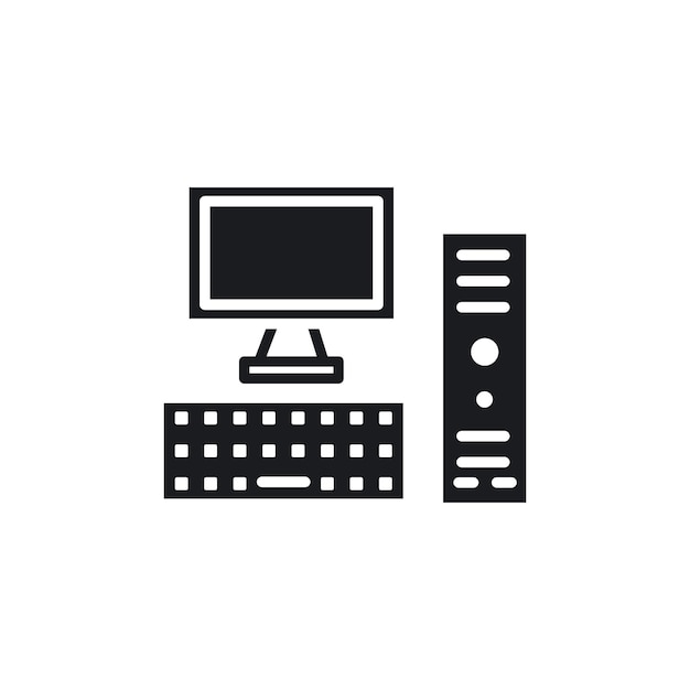 Conjunto de íconos de computadora, monitor de PC, símbolo vectorial de pantalla, tableta y pictograma de escritorio