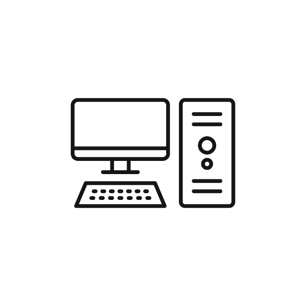 Conjunto de íconos de computadora, monitor de PC, símbolo vectorial de pantalla, tableta y pictograma de escritorio