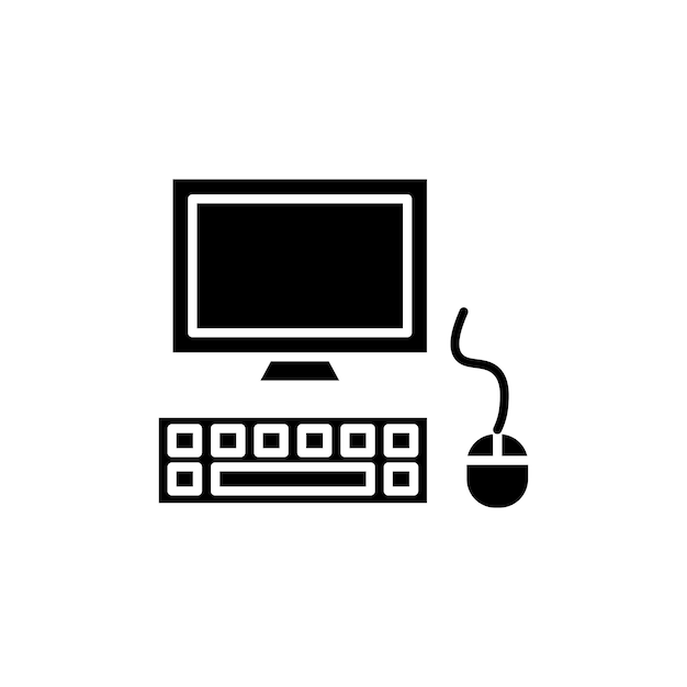 Conjunto de íconos de computadora, monitor de PC, símbolo vectorial de pantalla, tableta y pictograma de escritorio