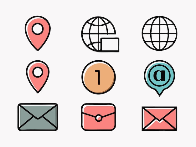 Conjunto de iconos de comunicación minimalista con versiones sólidas y contornos en estilo vectorial