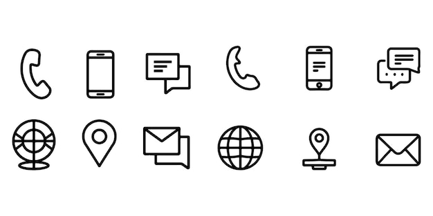 El conjunto de iconos de comunicación vectorial de los iconos de contacto modernos