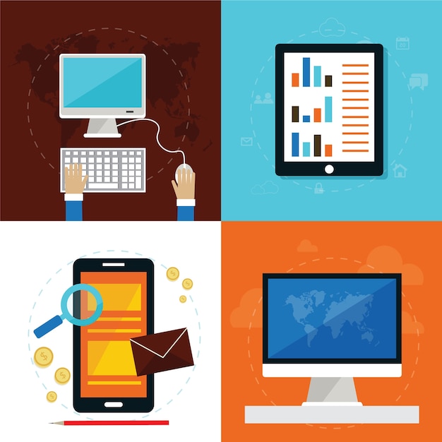 Conjunto de iconos de concepto de diseño plano