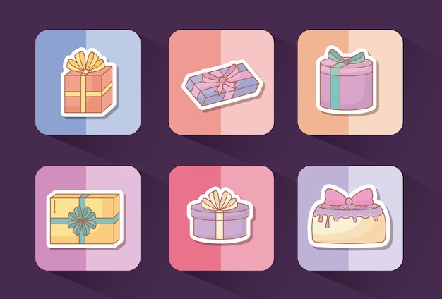 Conjunto de iconos de concepto de feliz cumpleaños