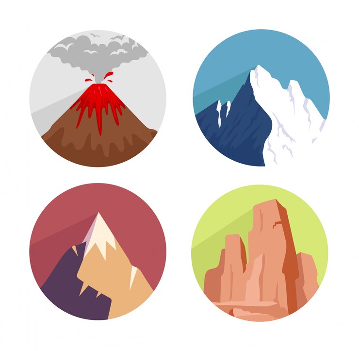 Conjunto de iconos de concepto de montañas