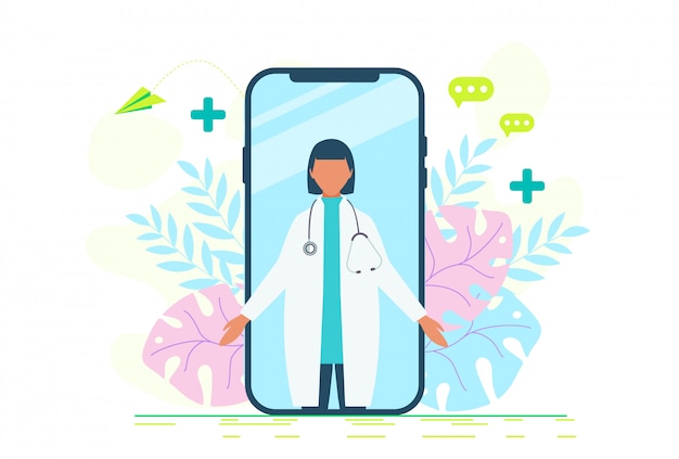 Conjunto de iconos de concepto de salud de mujeres médico en línea. doctor videocalling en un teléfono inteligente. servicios médicos en línea, consulta médica. conjunto de iconos de concepto de salud de mujeres médico en línea.