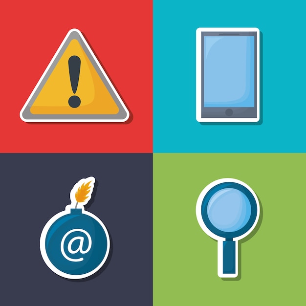 conjunto de iconos de concepto de seguridad cibernética