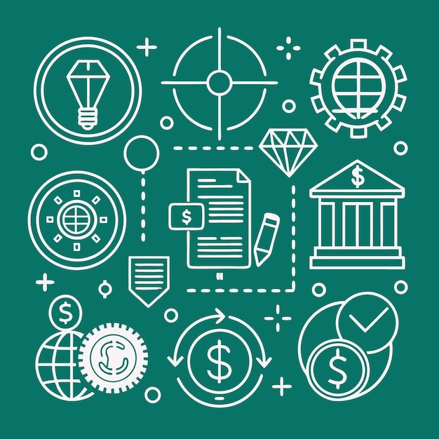 Conjunto de iconos de conceptos de finanzas empresariales