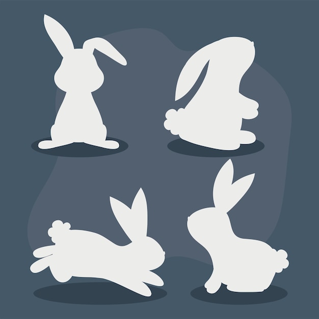 Vector conjunto de iconos de conejos