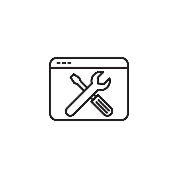 Conjunto de íconos Configuración técnica de reparación de herramientas Sostén Símbolo vectorial en negro Estilo relleno y delineado Mecánico Mantenimiento de llave inglesa y destornillador Signo de servicio