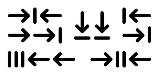 conjunto de iconos conjunto de alineación en línea diseño de flecha diseño de silueta simple