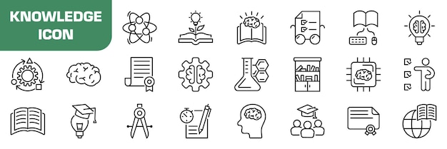 Conjunto de iconos de conocimiento Estilo lineal