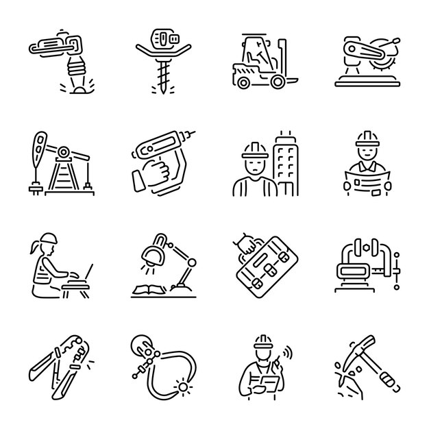 Conjunto de iconos de construcción de estilo lineal
