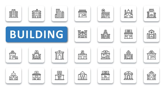 Conjunto de iconos de construcción ilustración vectorial iconos de contorno de línea delgada