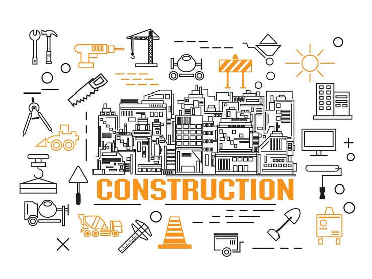 Vector conjunto de iconos de construcción y línea de construcción