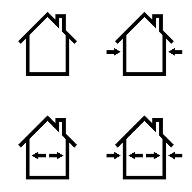 Conjunto de iconos construcción reparación de viviendas obras exteriores e interiores símbolo vectorial materiales de señalización para reparación interior y exterior