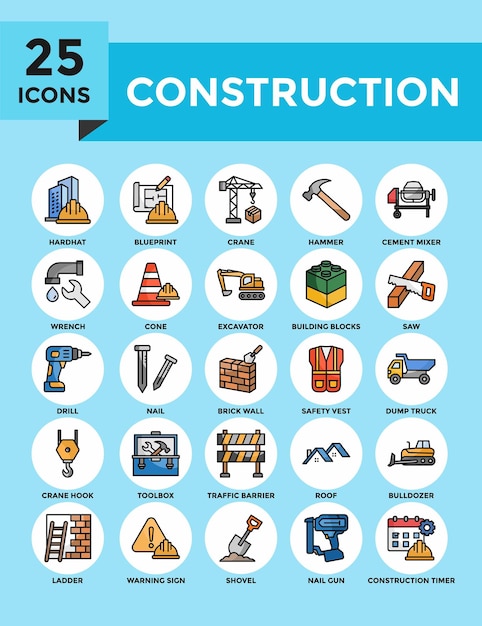 Conjunto de iconos de construcción