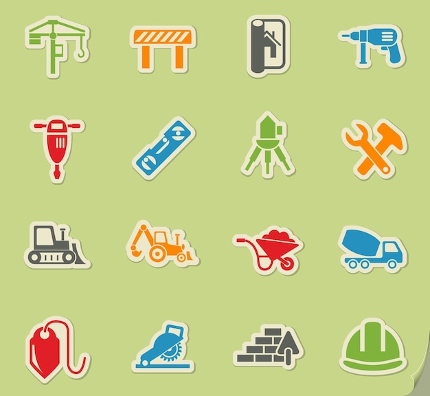 Vector conjunto de iconos de construcción