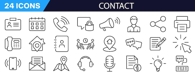 Conjunto de iconos de contacto Estilo lineal