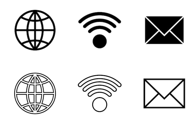Conjunto de iconos de contacto de estilo único Conjunto del vector web Iconos de contacto y comunicación