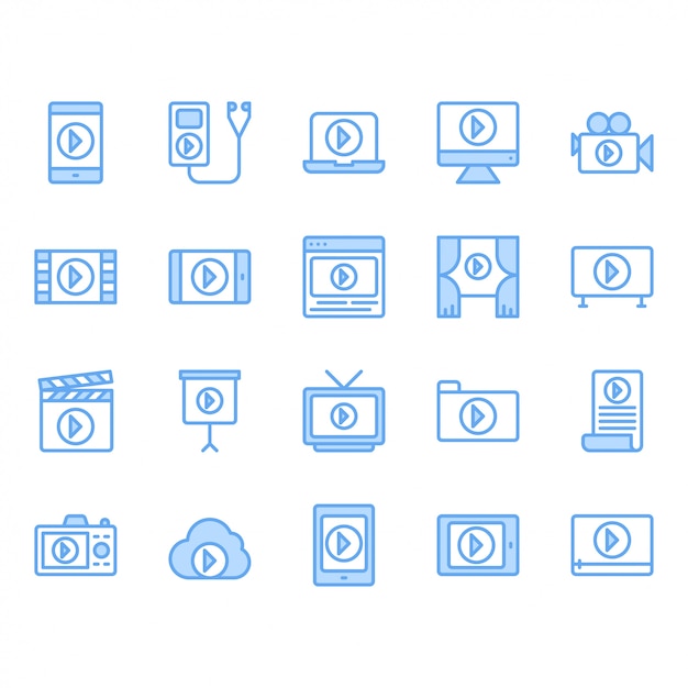 Conjunto de iconos de contenido de video