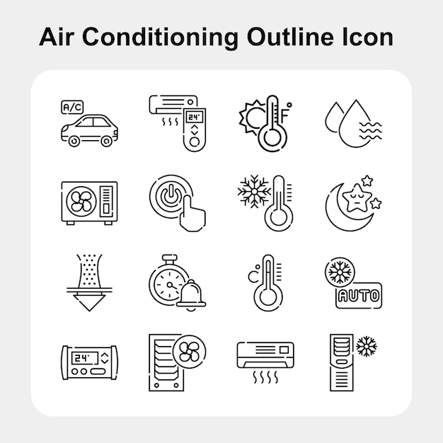 Conjunto de iconos de contorno de aire acondicionado 02