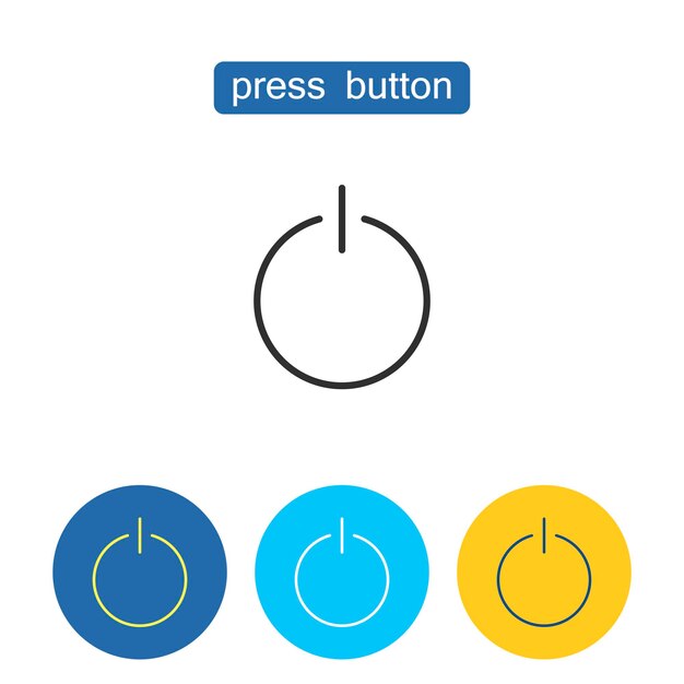 Vector conjunto de iconos de contorno de botón de presión