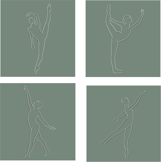 Vector conjunto de iconos de contorno de cuerpo de mujer chicas bailarinas vectoriales estilizadas