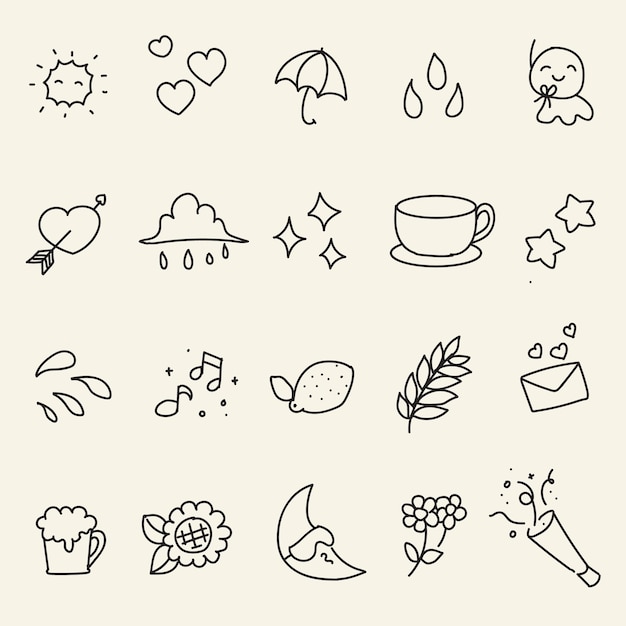 Conjunto de iconos de contorno Ilustración de iconos vectoriales