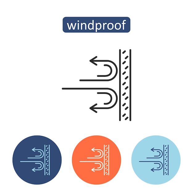 Conjunto de iconos de contorno de material a prueba de viento