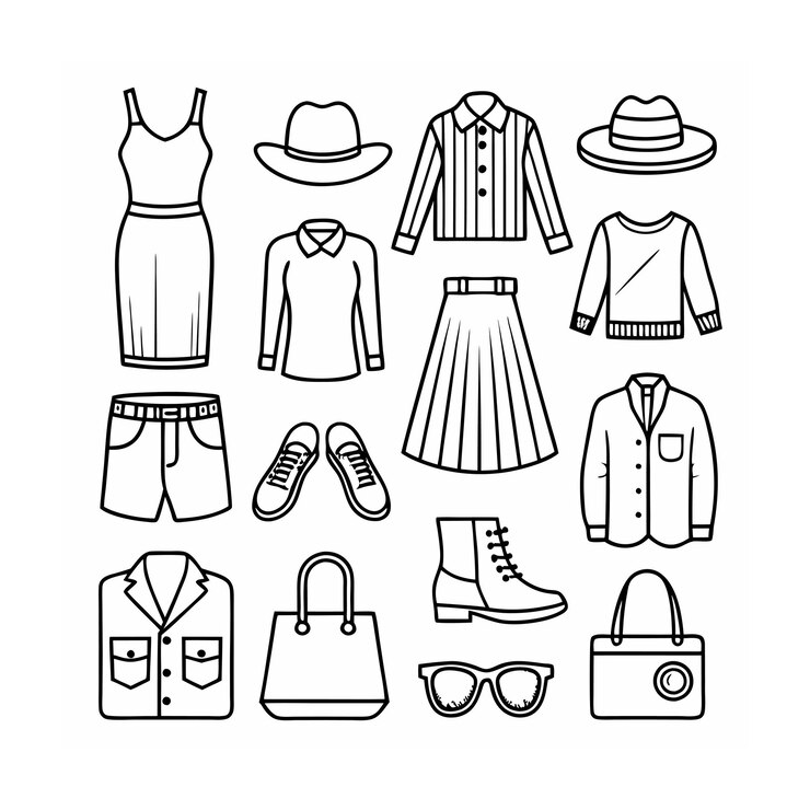 Vector conjunto de iconos de contorno negro