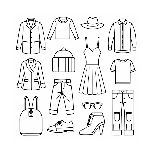 Conjunto de iconos de contorno negro