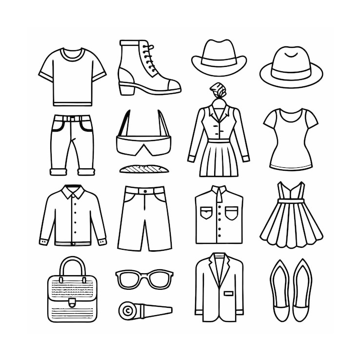 Conjunto de iconos de contorno negro