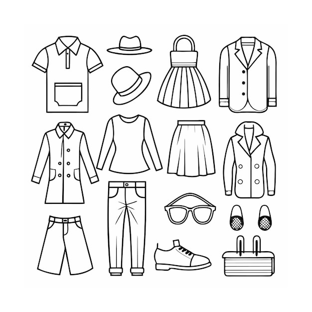 Conjunto de iconos de contorno negro