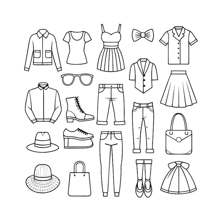 Vector conjunto de iconos de contorno negro