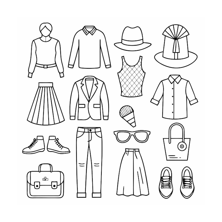 Vector conjunto de iconos de contorno negro