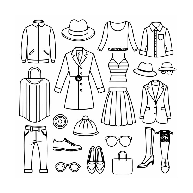 Conjunto de iconos de contorno negro