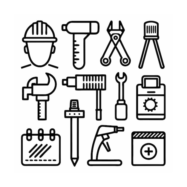 Conjunto de iconos de contorno negro