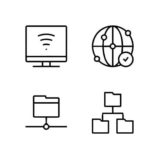 conjunto de iconos de contorno relacionados con la red de Internet Colección de iconos lineales