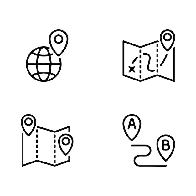 Conjunto de iconos de contorno relacionados con la ruta de ubicación de navegación gps Colección de iconos lineales