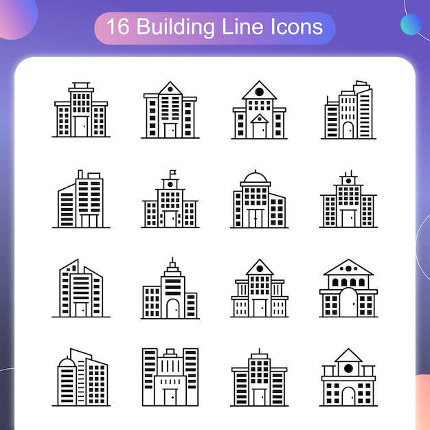 Conjunto de iconos de contorno vectorial de construcción 02