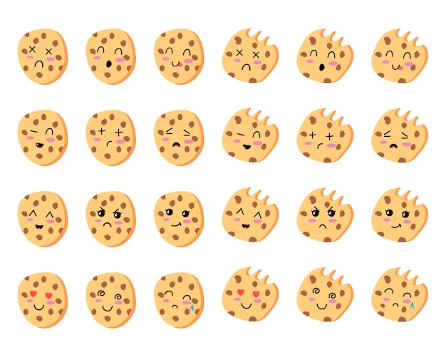 Vector conjunto de iconos de cookie kawaii