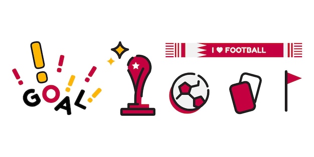 Vector conjunto de iconos de la copa mundial de fútbol