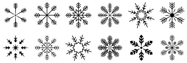 Conjunto de iconos de copo de nieve El diseño puede usarse para aplicaciones web y móviles Ilustración vectorial