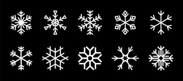 Conjunto de iconos de copo de nieve helado invierno copos de nieve negras diferentes plantillas de copas de nieve en estilo plano para diseño web colecciones de iconos vectoriales de copos de Nieve icono de Navidad