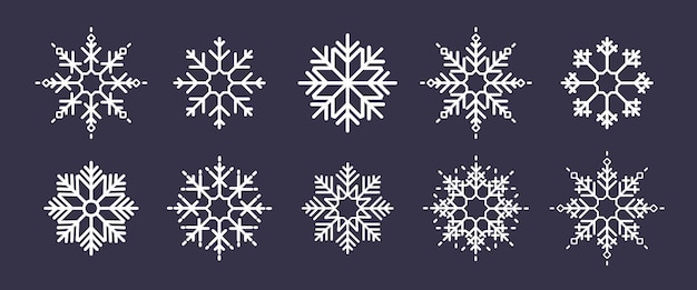 Conjunto de iconos de copo de nieve. invierno nevando. concepto de año nuevo. icono de línea de vector para negocios y publicidad.